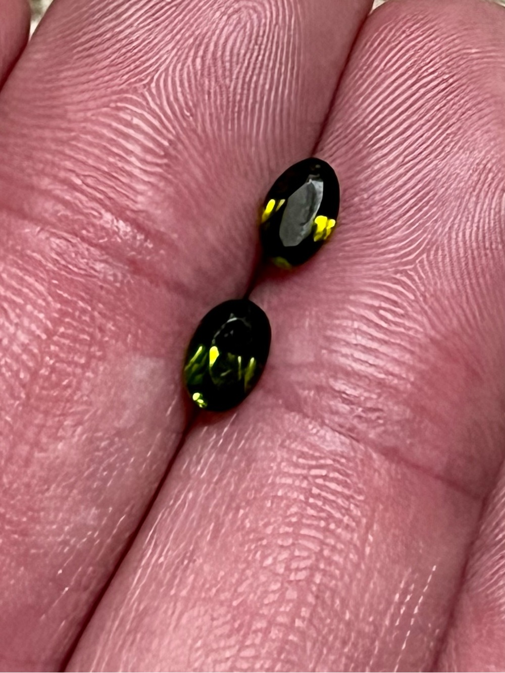 Natural African Olive Green Chrome Tournalines - Pair